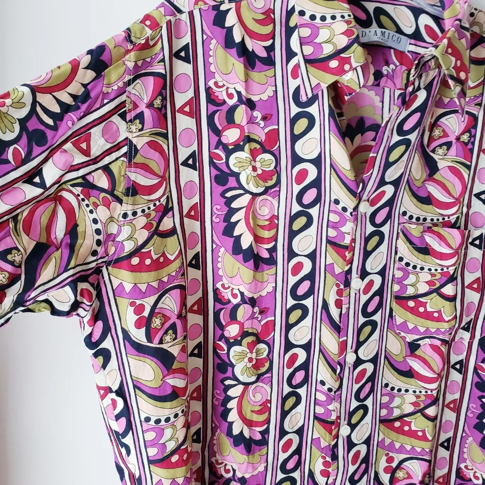 D'amico Italy Multicolor Print Button Shirt - Picture 4 of 10